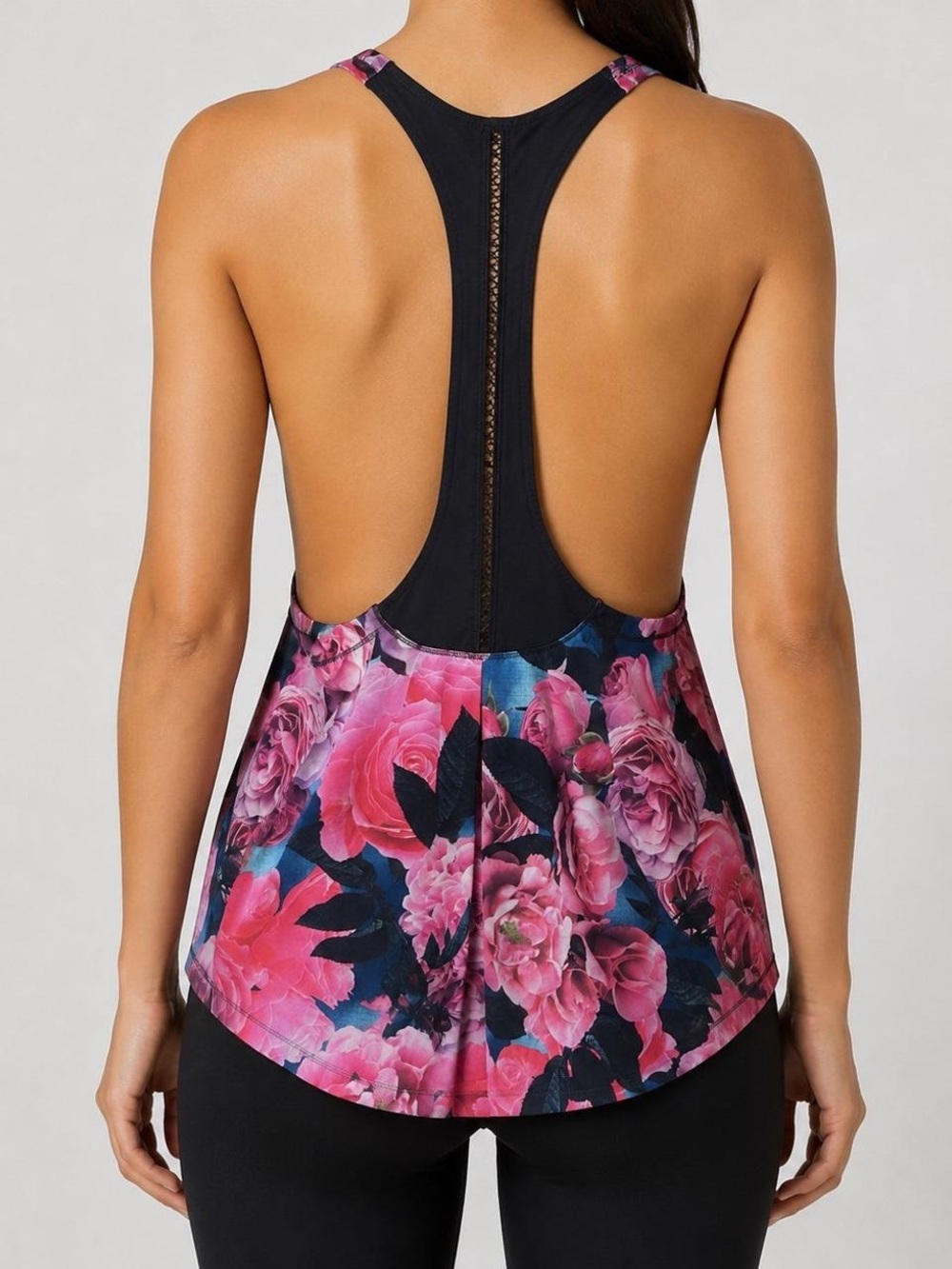Lululemon Floral Open-Back Racerback Tank Top - Pink Floral